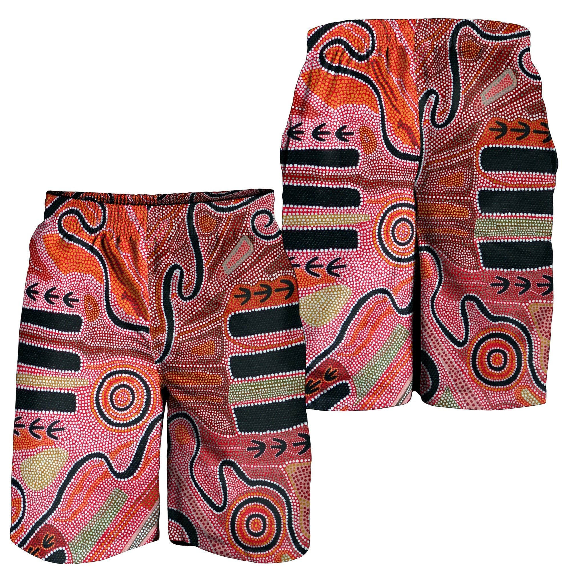 Aboriginal Men's Shorts - Indigenous Footprint Landscape - Vibe Hoodie Shop