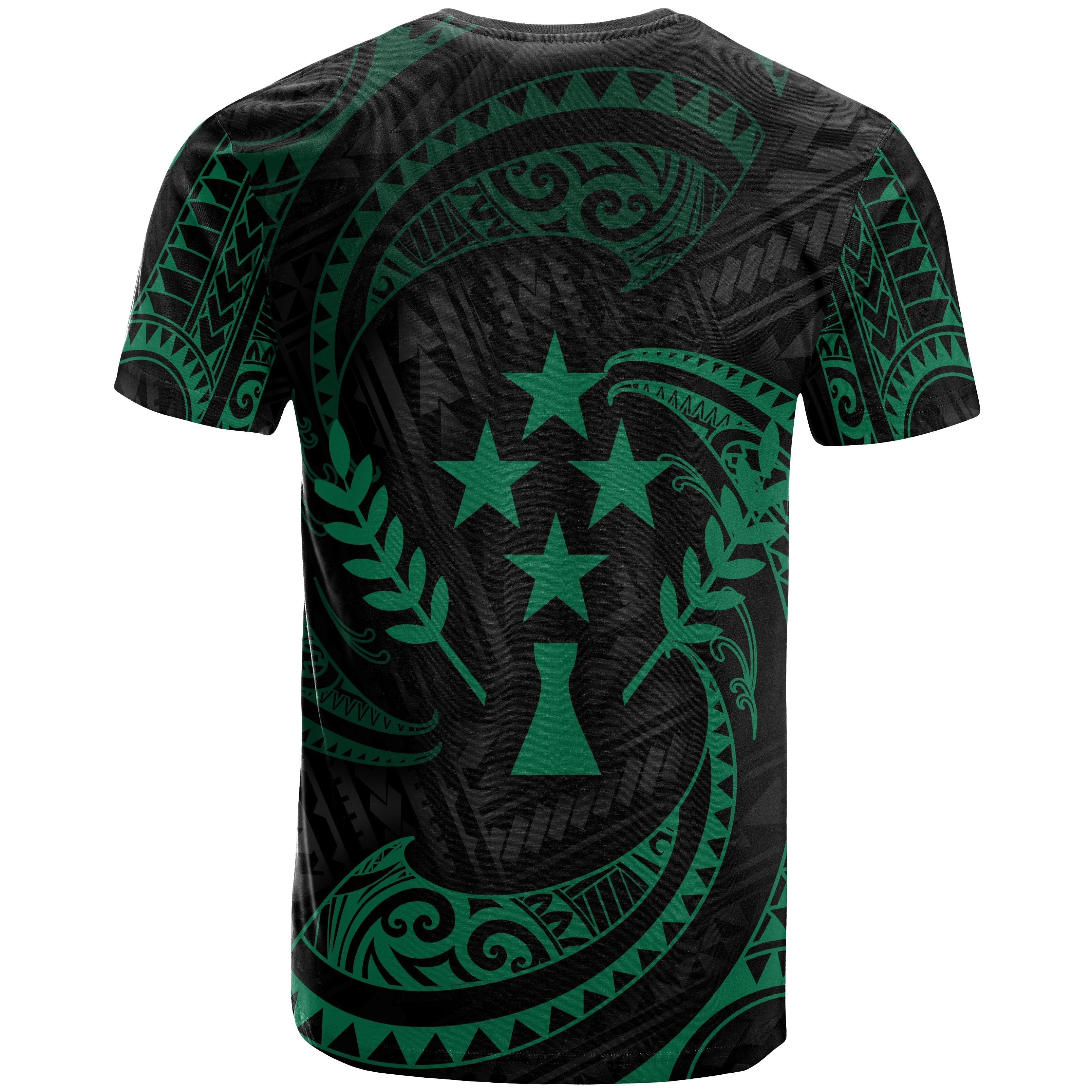 Kosrae Micronesia Custom Personalised T shirt - Green Tribal Wave - Vibe Hoodie Shop