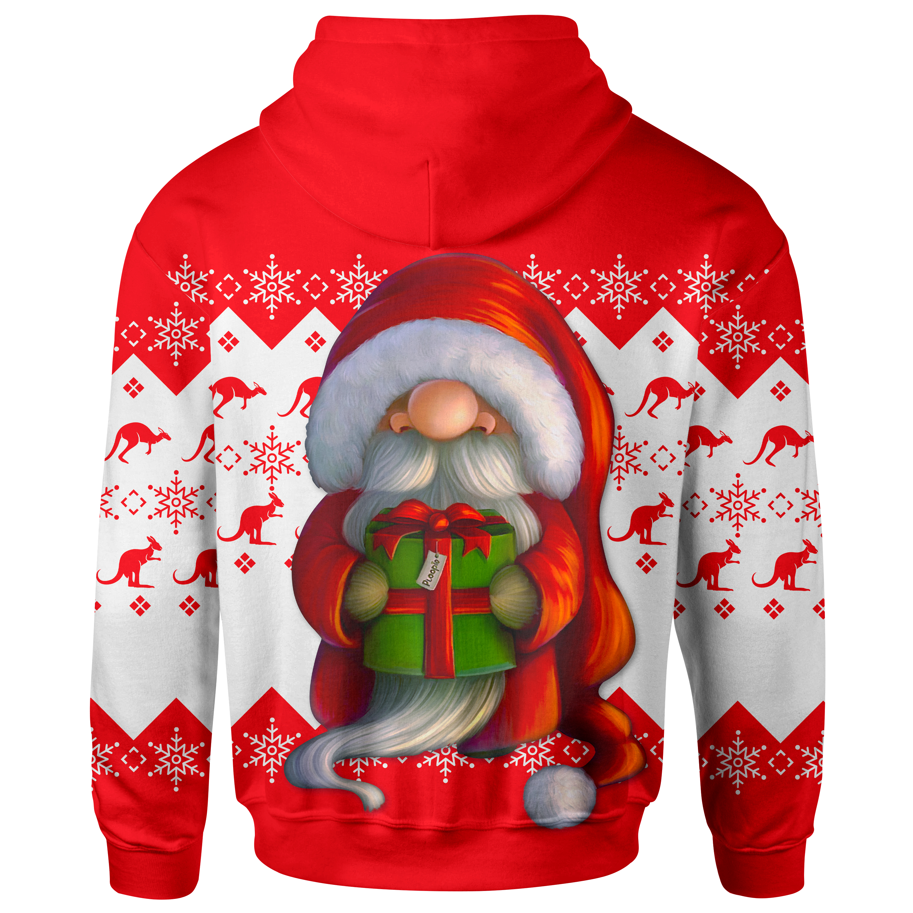 Australia Christmas Zip Up Hoodie - Christmas Gnome Hoodie Kangaroo Snowflakes - Vibe Hoodie Shop