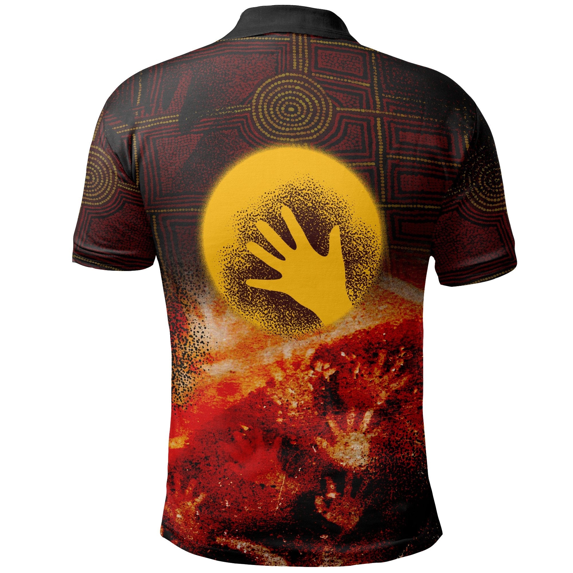 Aboriginal Polo Shirt - Indigenous Flag Hand Art - Vibe Hoodie Shop