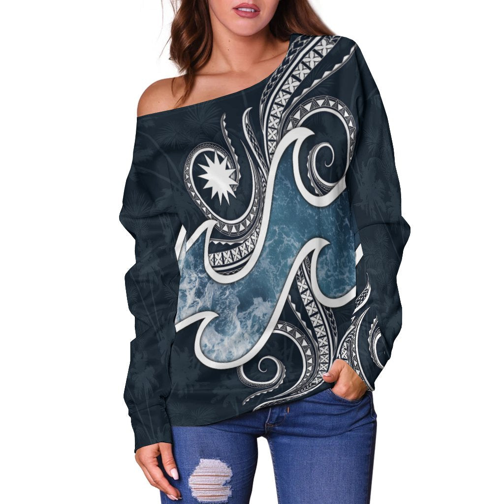Nauru Polynesian Off Shoulder Sweater - Ocean Style - Vibe Hoodie Shop
