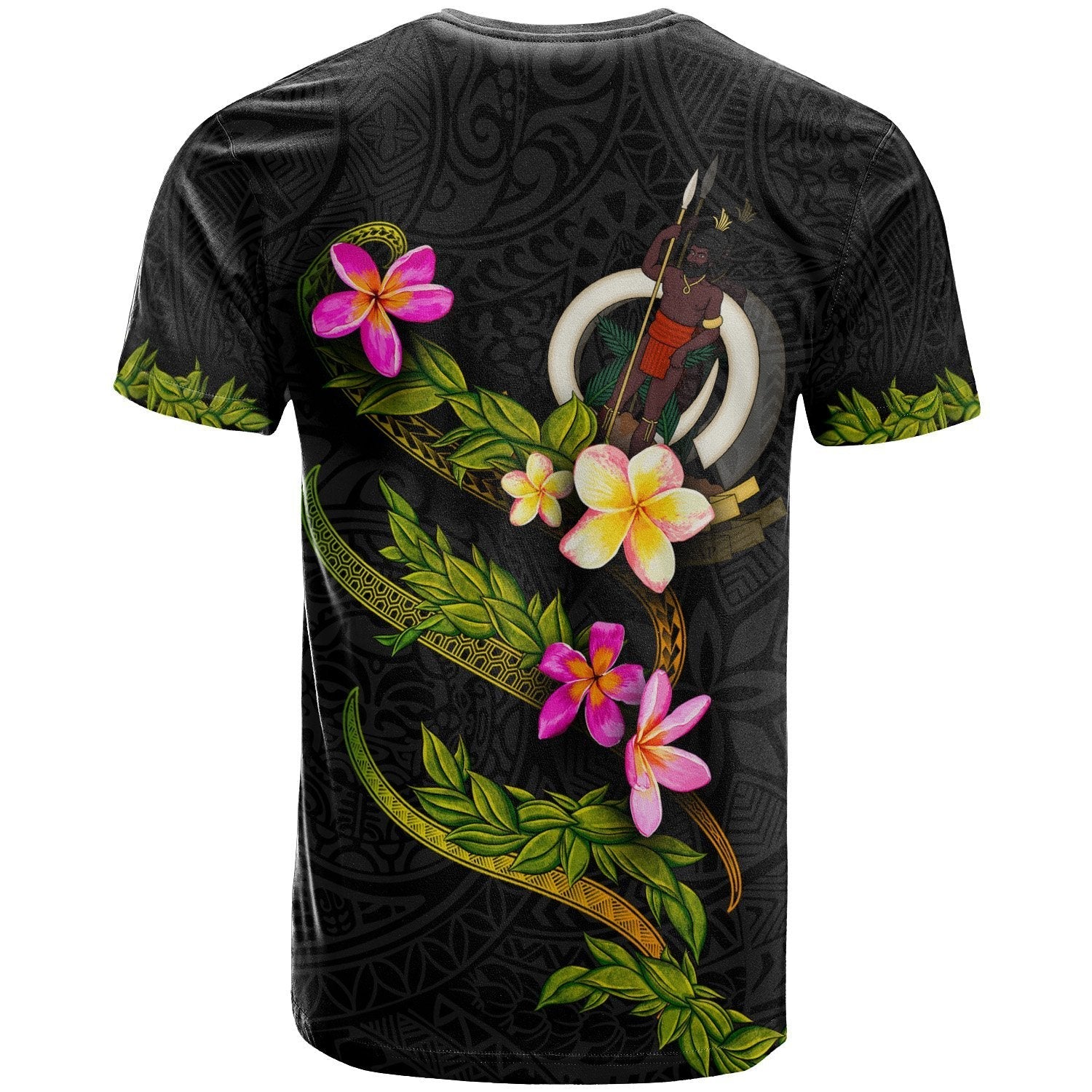 Vanuatu Polynesian T shirt - Plumeria Tribal - Vibe Hoodie Shop