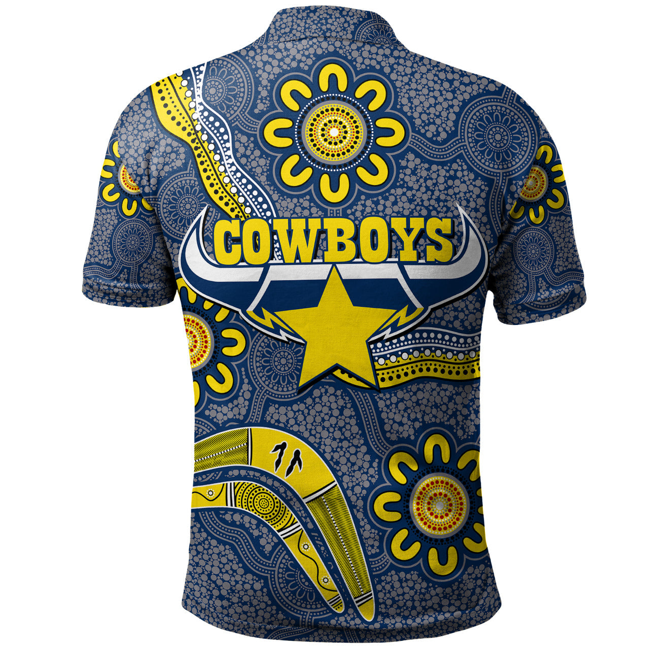 Cowboys Rugby Polo Shirt - Aboriginal Boomerang Cowboys RLT13 - Vibe Hoodie Shop