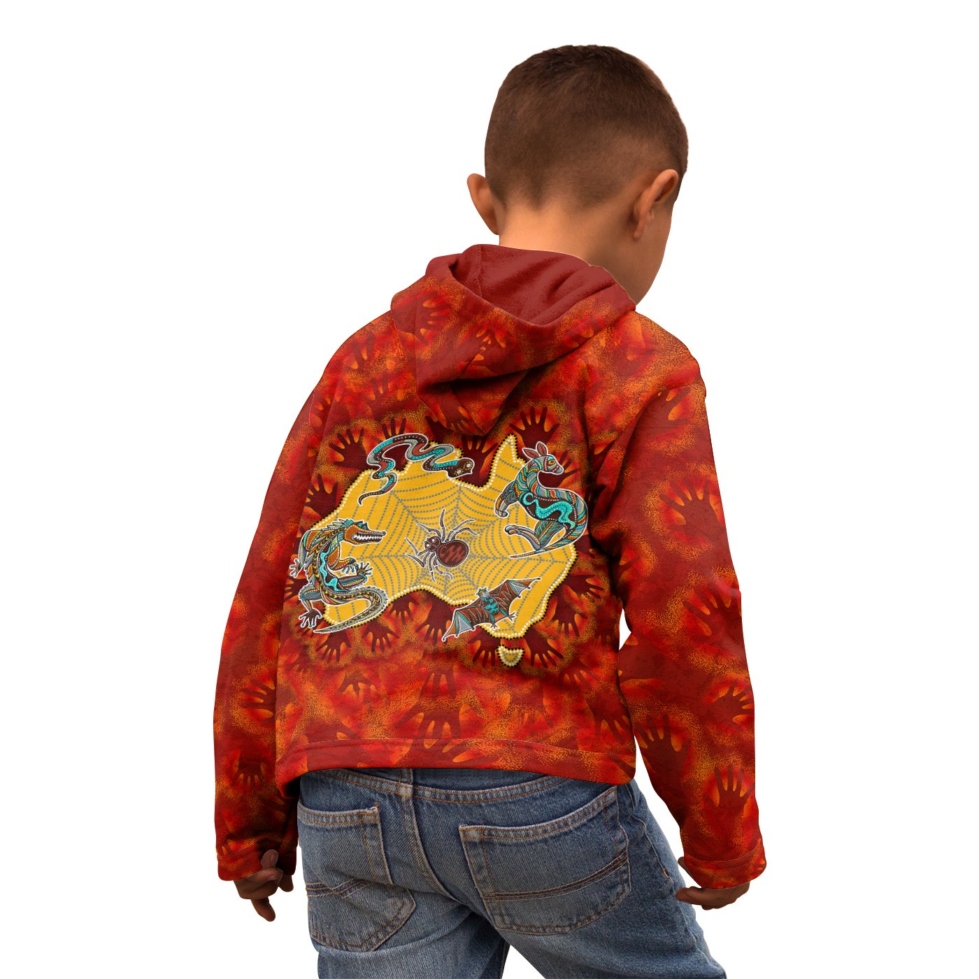 Custom Aboriginal Zip - Up Hoodie - Australia Map Hand Patterns Spider Web - Vibe Hoodie Shop