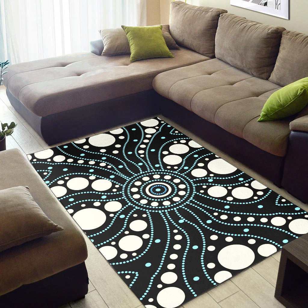 Aboriginal Area Rug - Dreamtime White Dot Painting Aboriginal Style - Vibe Hoodie Shop