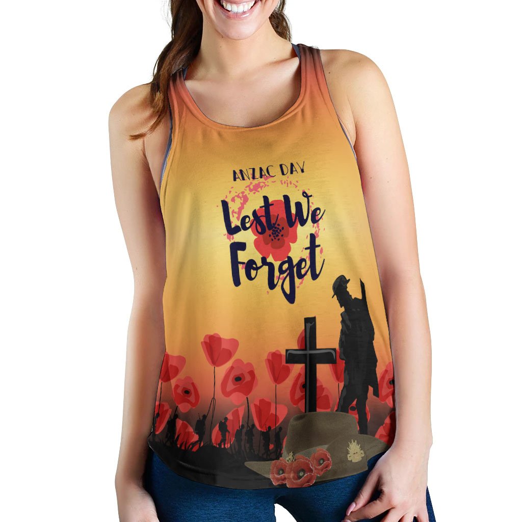 ANZAC Day Woman's Racerback Tank - Lest We Forget - Vibe Hoodie Shop