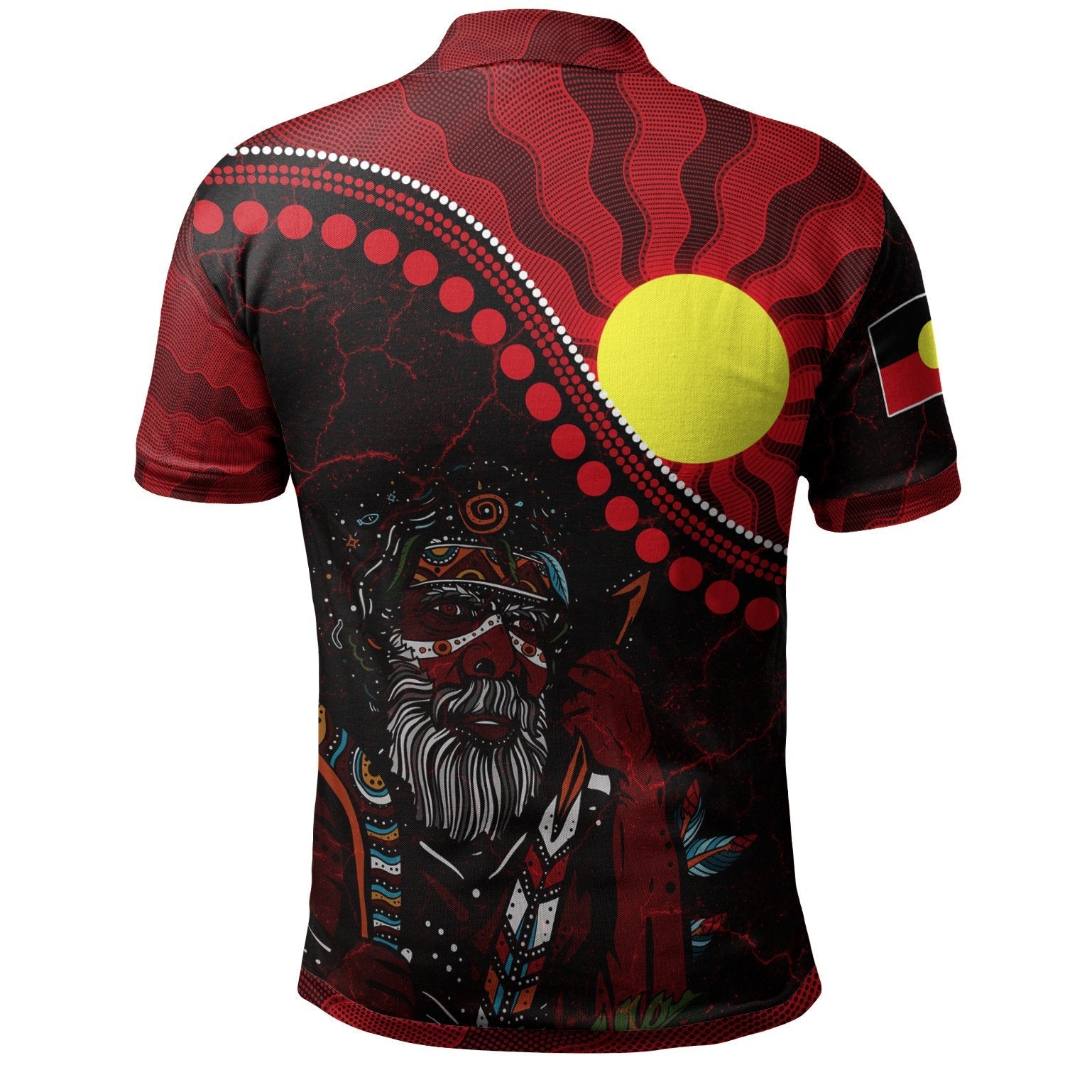 Custom Aboriginal Polo Shirts - Indigenous People And Sun - Vibe Hoodie Shop