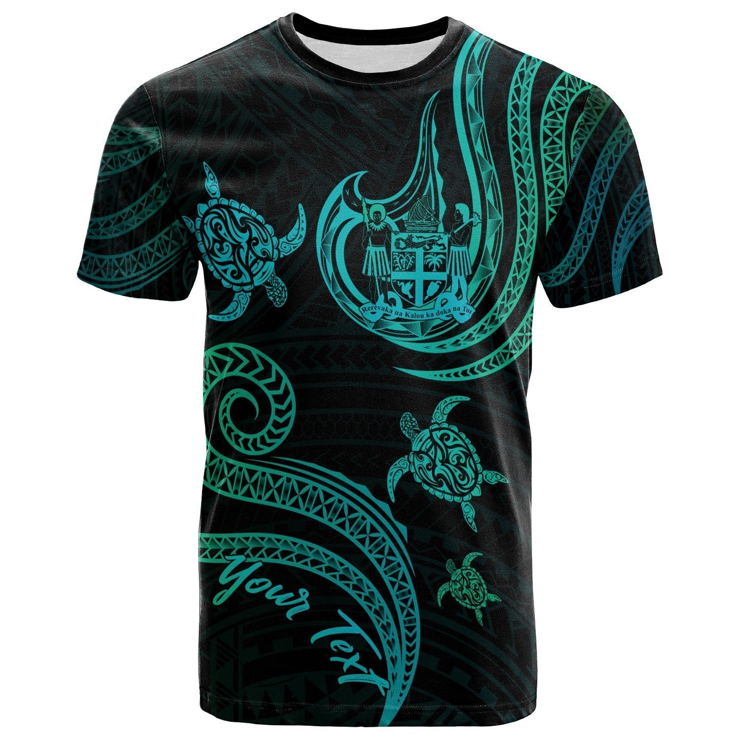 Fiji Personalised Custom T shirt - Polynesian Turtle With Pattern - Vibe Hoodie Shop