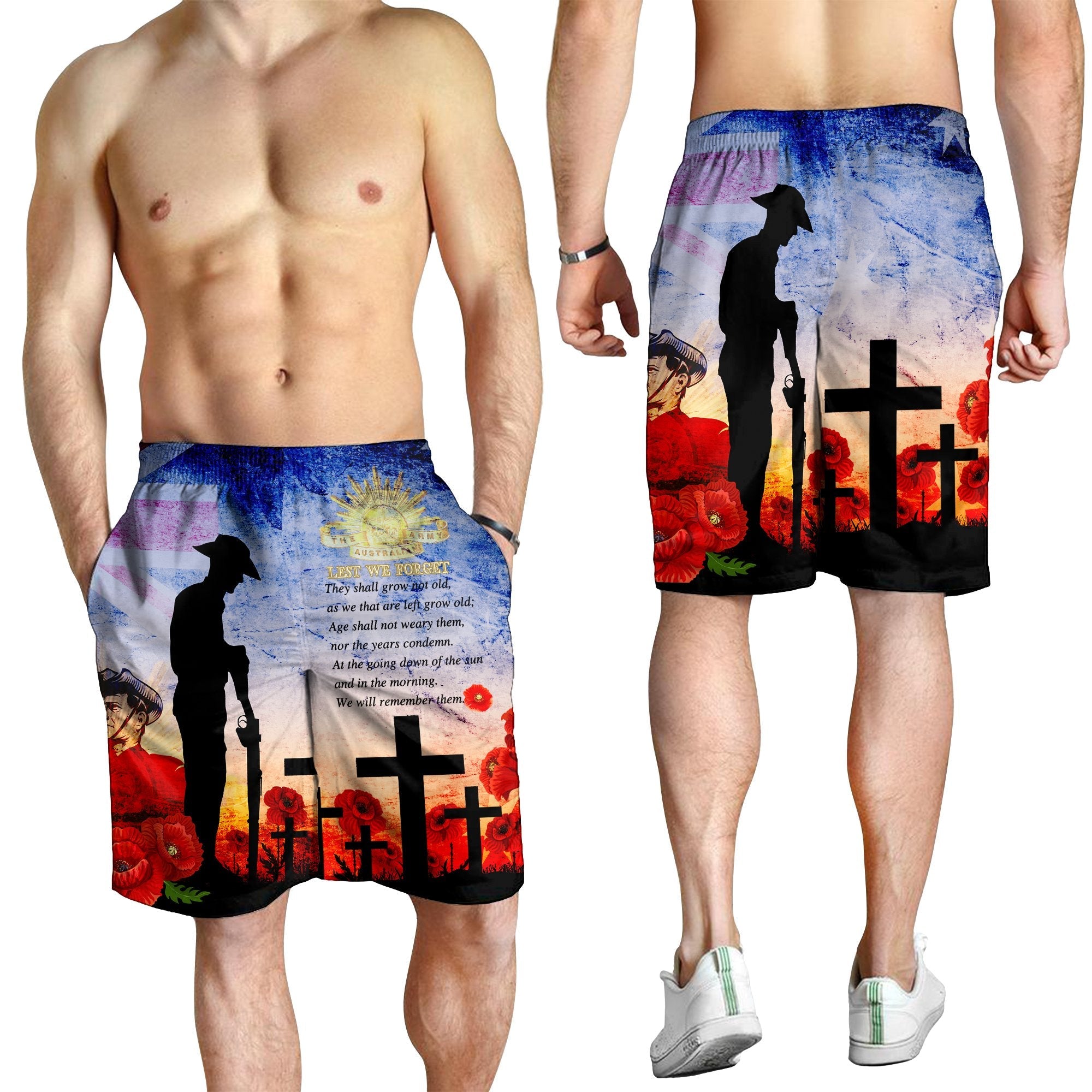 ANZAC Men's Shorts - ANZAC 2020 Lest We Forget The Australian Army - Vibe Hoodie Shop