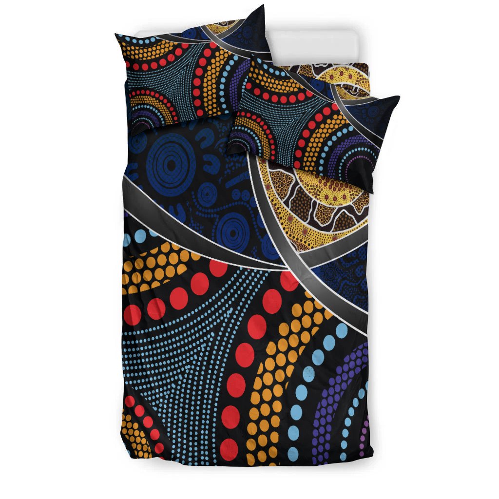 Australia Bedding Set - Aboriginal Dot Panting Art With Snake - Vibe Hoodie Shop