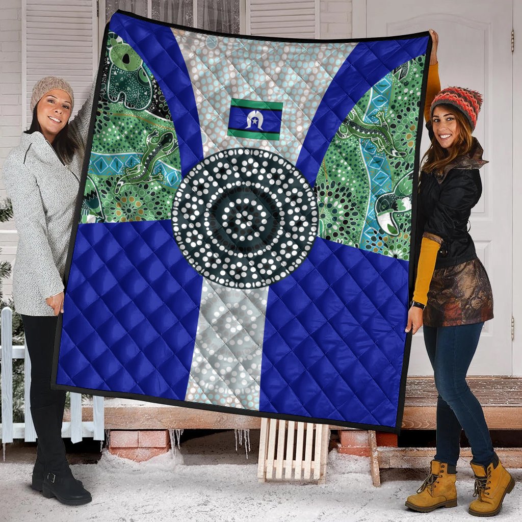 Premium Quilt - Flag of Torres Strait Islanders - Vibe Hoodie Shop