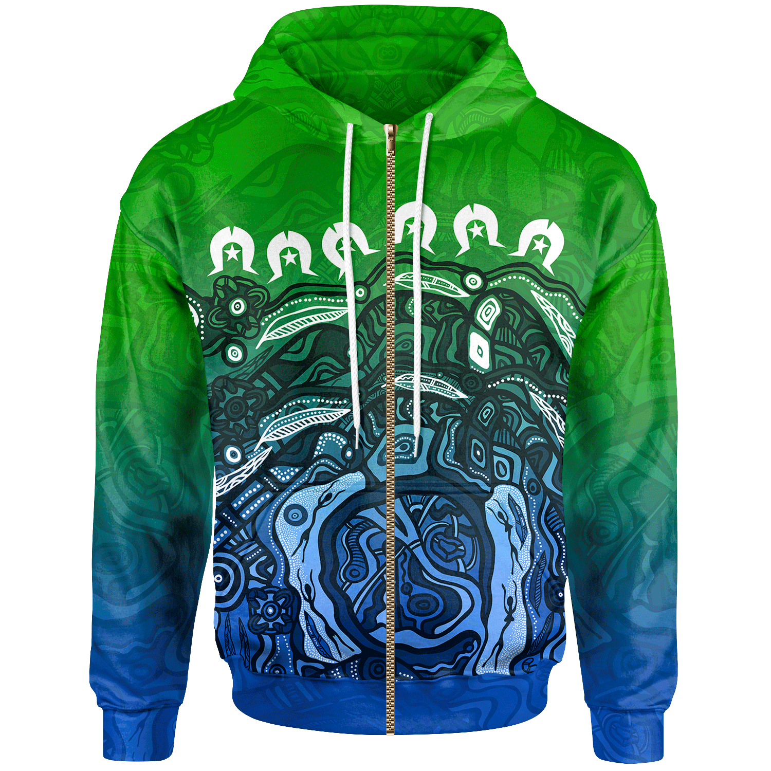 Kid Torres Strait Islands Zip - Up - Blue Ocean (For - Vibe Hoodie Shop