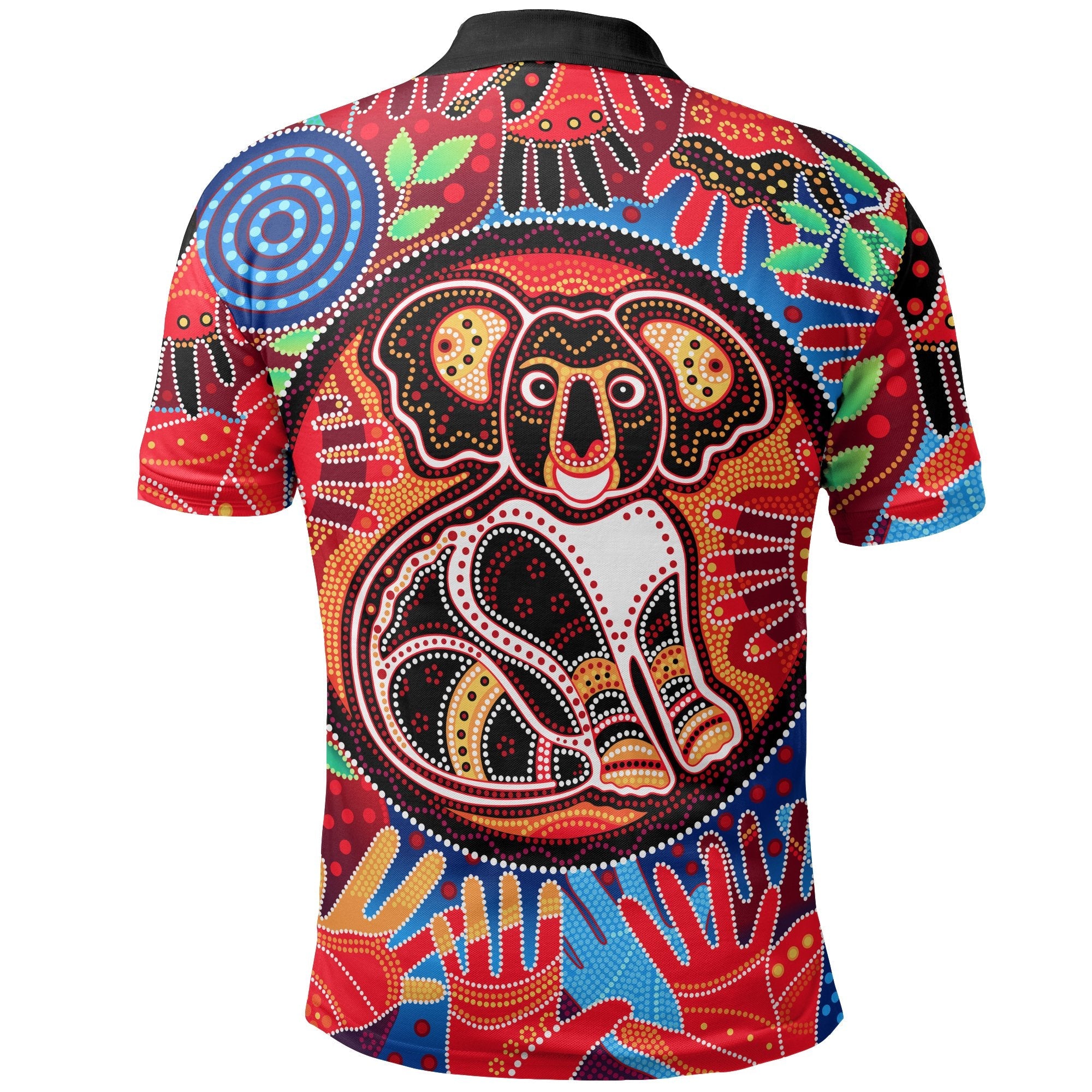 Aboriginal Polo Shirt, Koala and Hand Art Dot Painting Shirt - Vibe Hoodie Shop