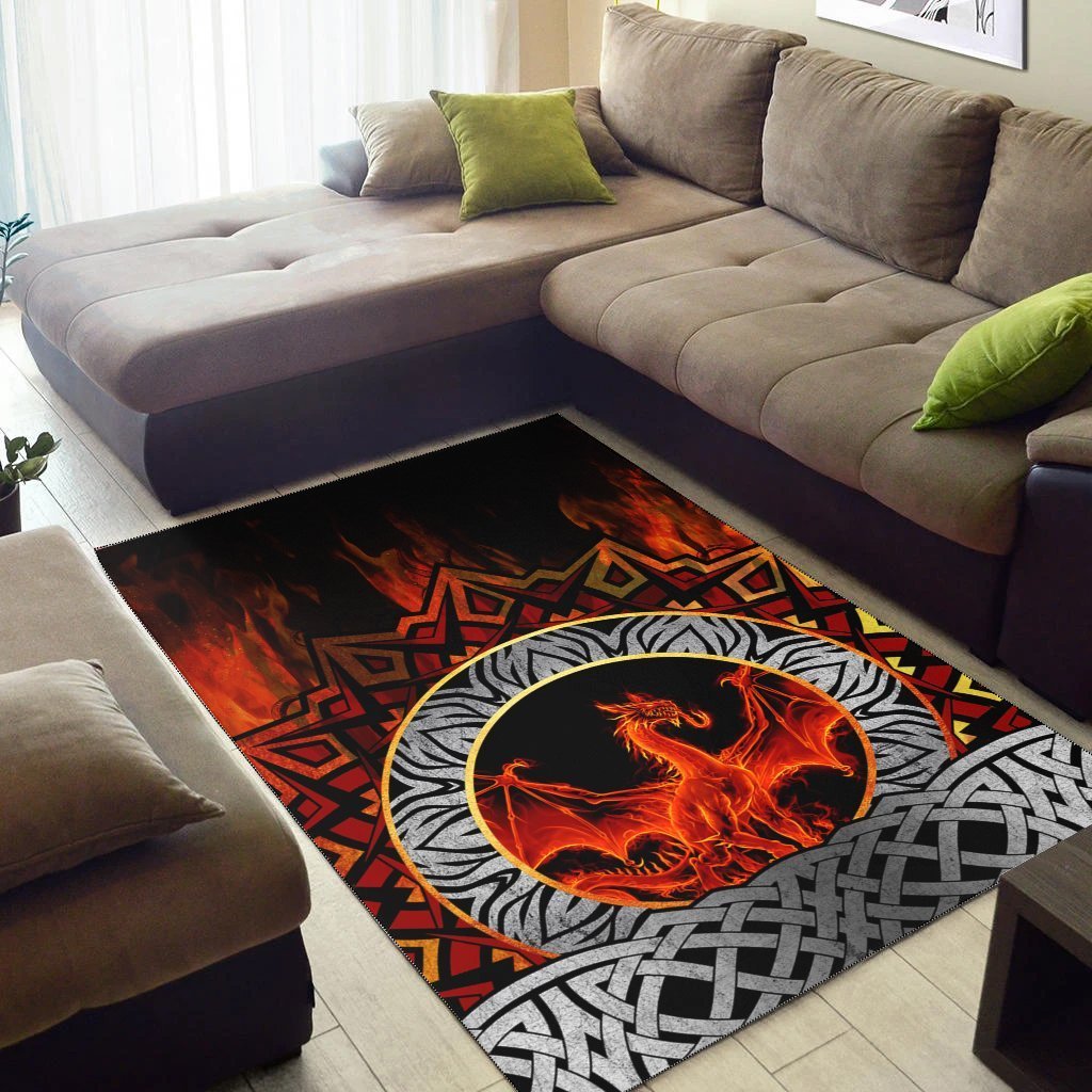 Celtic Dragon Area Rug - Fire Dragon - Vibe Hoodie Shop