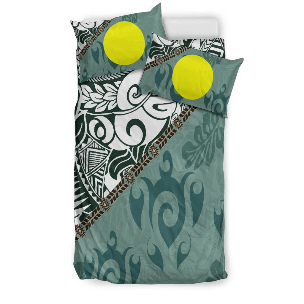 Palau Polynesian Bedding Set - Leaves And Turtles - Vibe Hoodie Shop