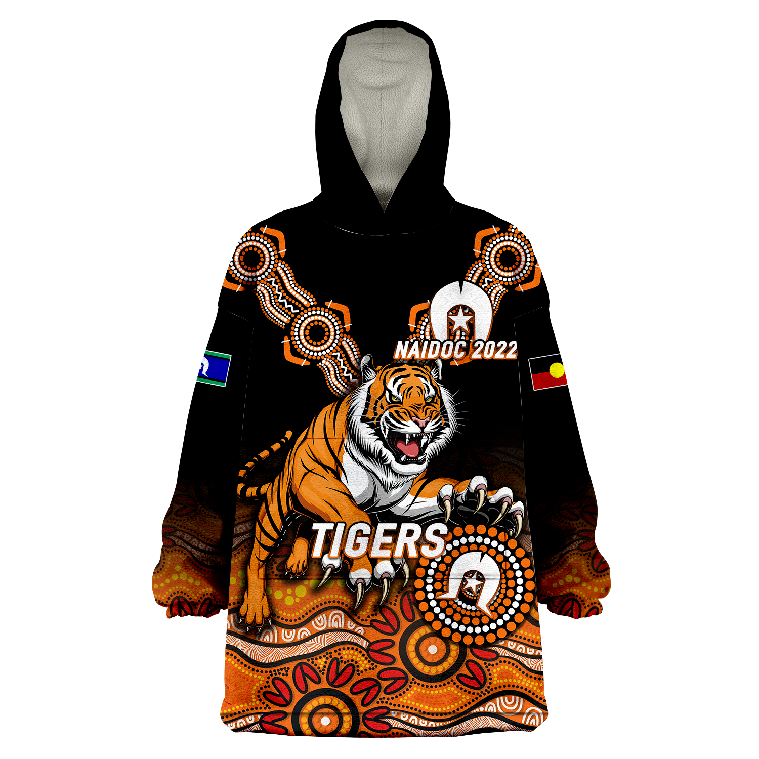 Tigers Rugby NAIDOC 2022 Aboriginal Wearable Blanket Hoodie - - Vibe Hoodie Shop