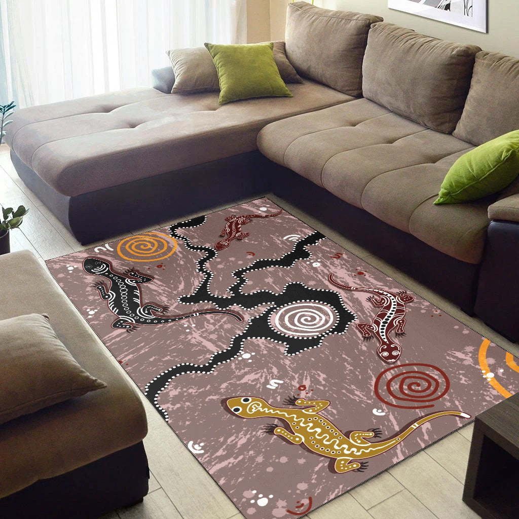 Aboriginal Area Rug - Lizard Family - Vibe Hoodie Shop