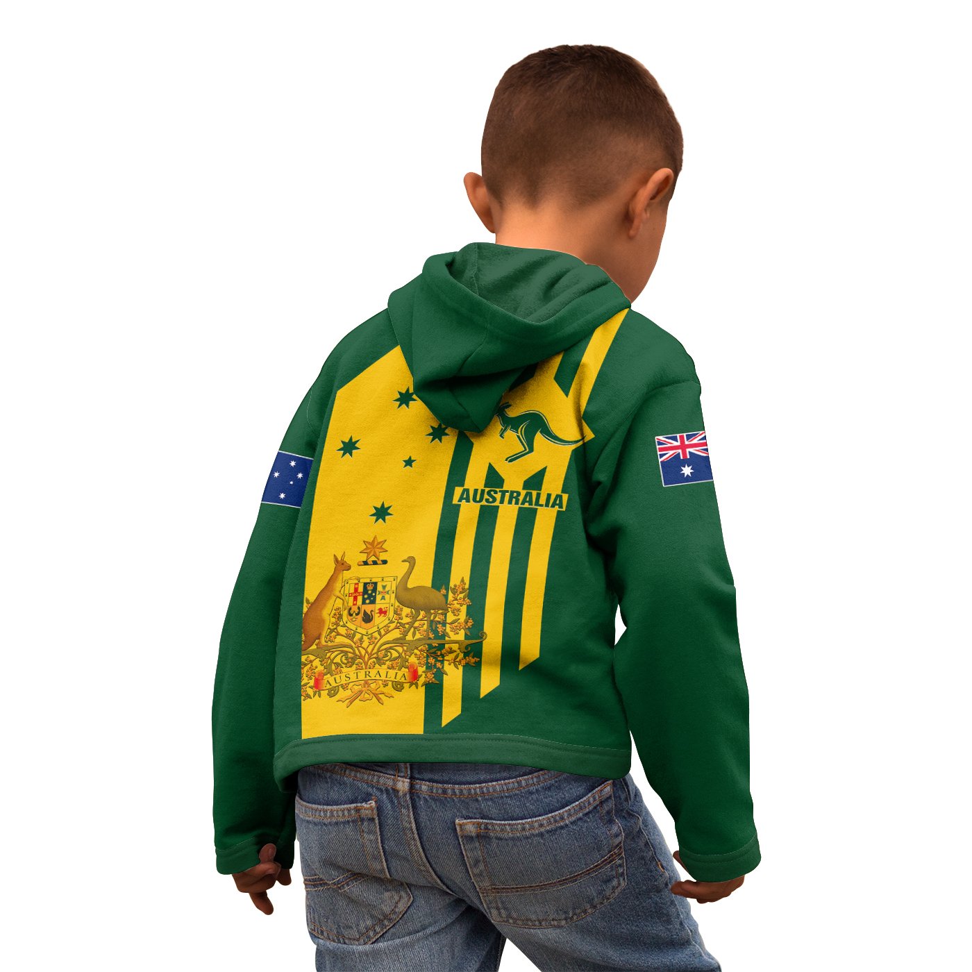 Zip - Up Hoodie Kid - Australia Kangaroo Sign National Color - Vibe Hoodie Shop