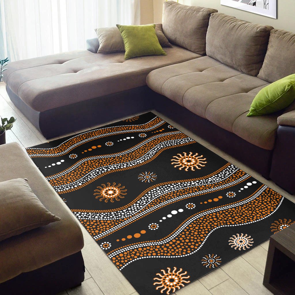 Aboriginal Area Rug - Aboriginal Pattern Black Style - Vibe Hoodie Shop