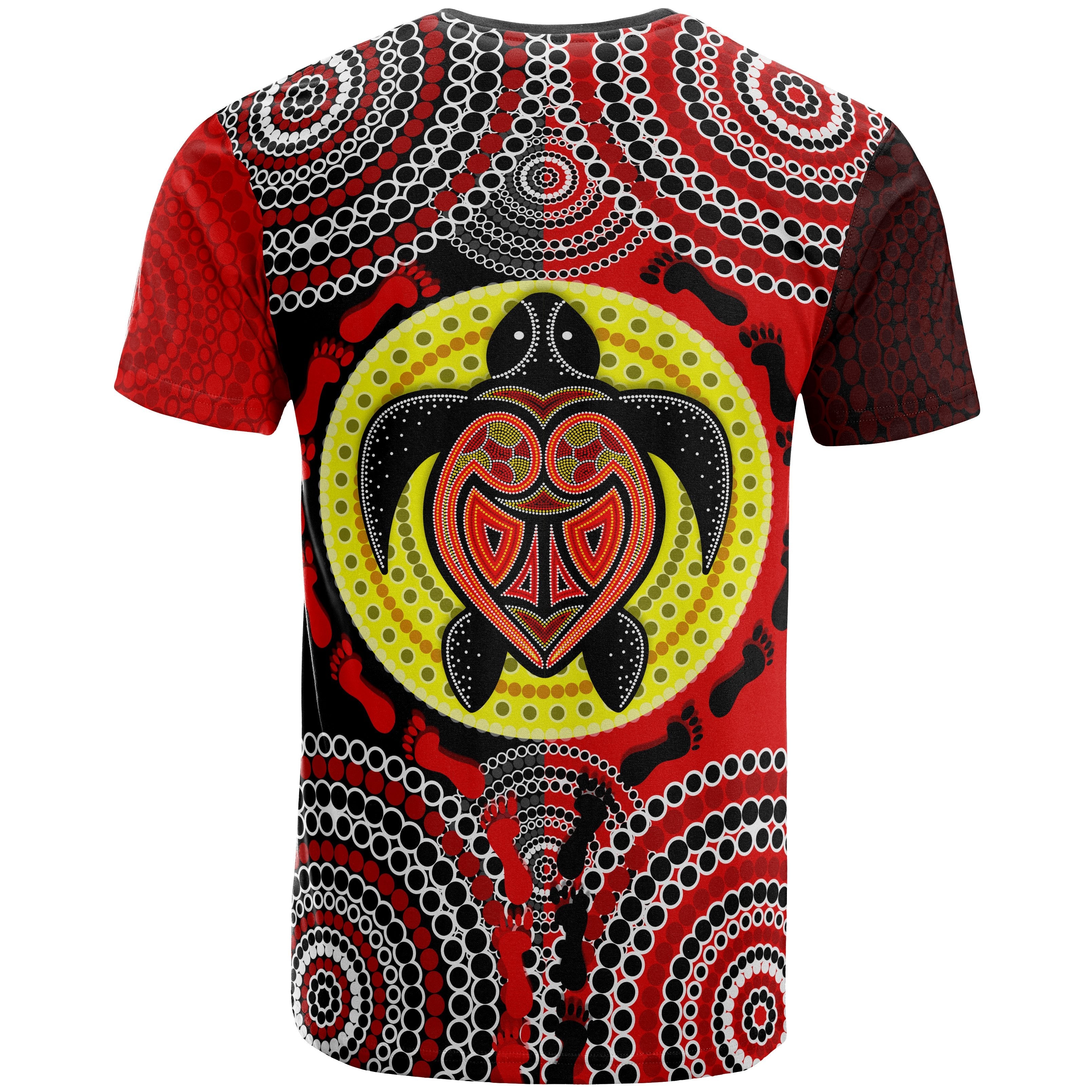 Aboriginal T shirt, Turtle Footprint Circle Dot Painting - Vibe Hoodie Shop