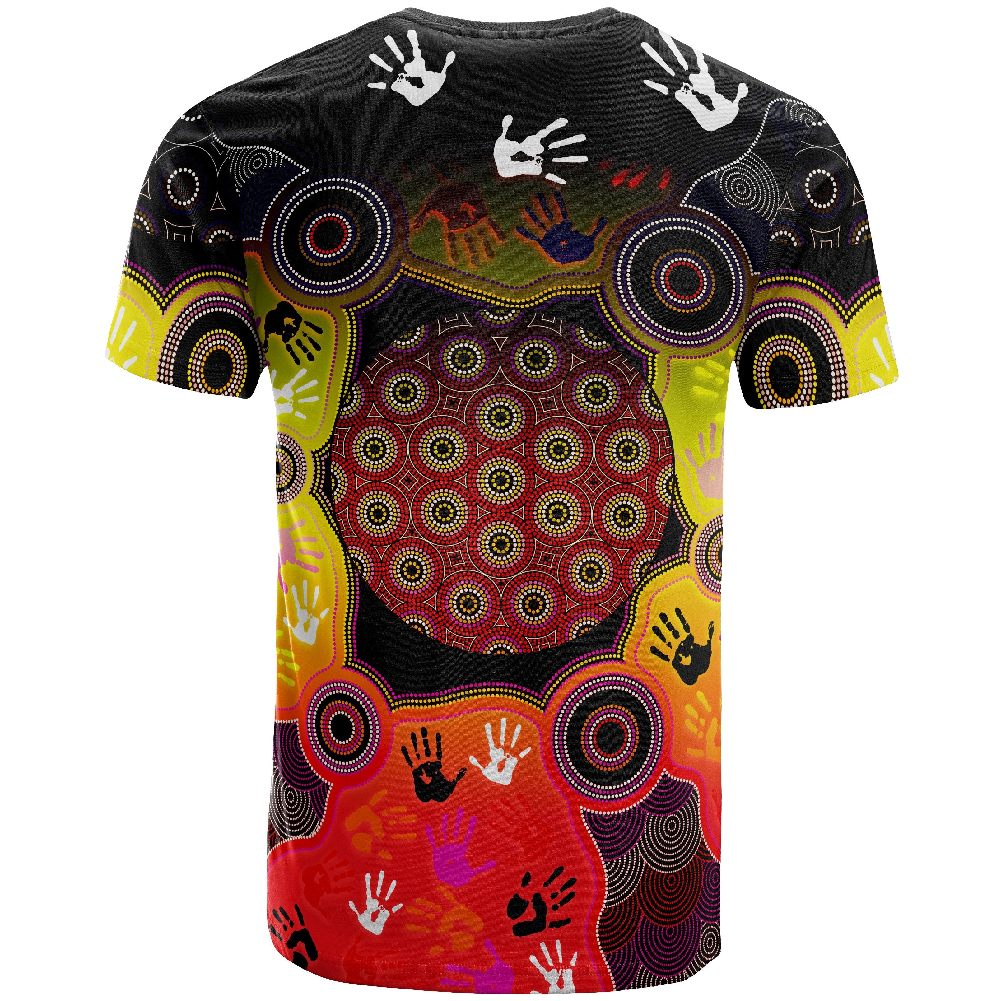 Aboriginal T shirt, Indigenous Circle Dot Painting Hand Art - Vibe Hoodie Shop