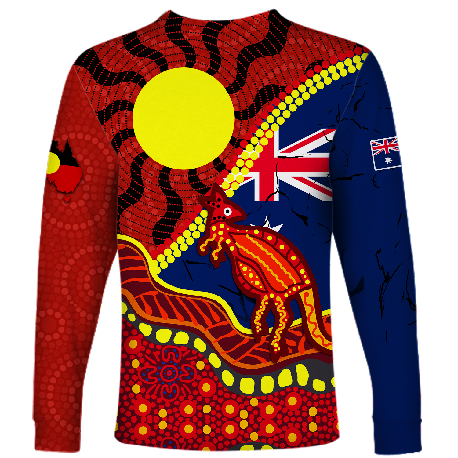 Australia Day Indigenous Art Long Sleeve Shirt - - Vibe Hoodie Shop