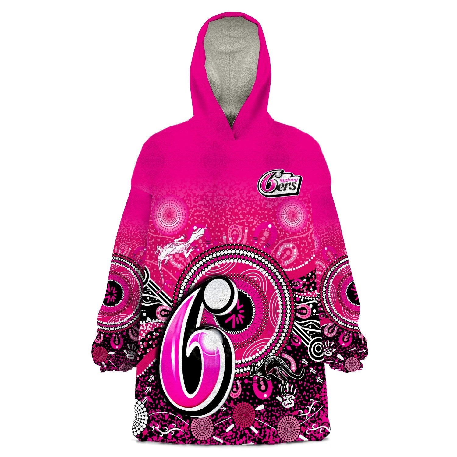 (Custom Text and Number) Sydney Sixers Wearable Blanket Hoodie Aboriginal Australia Cricket Champion - Vibe Hoodie Shop