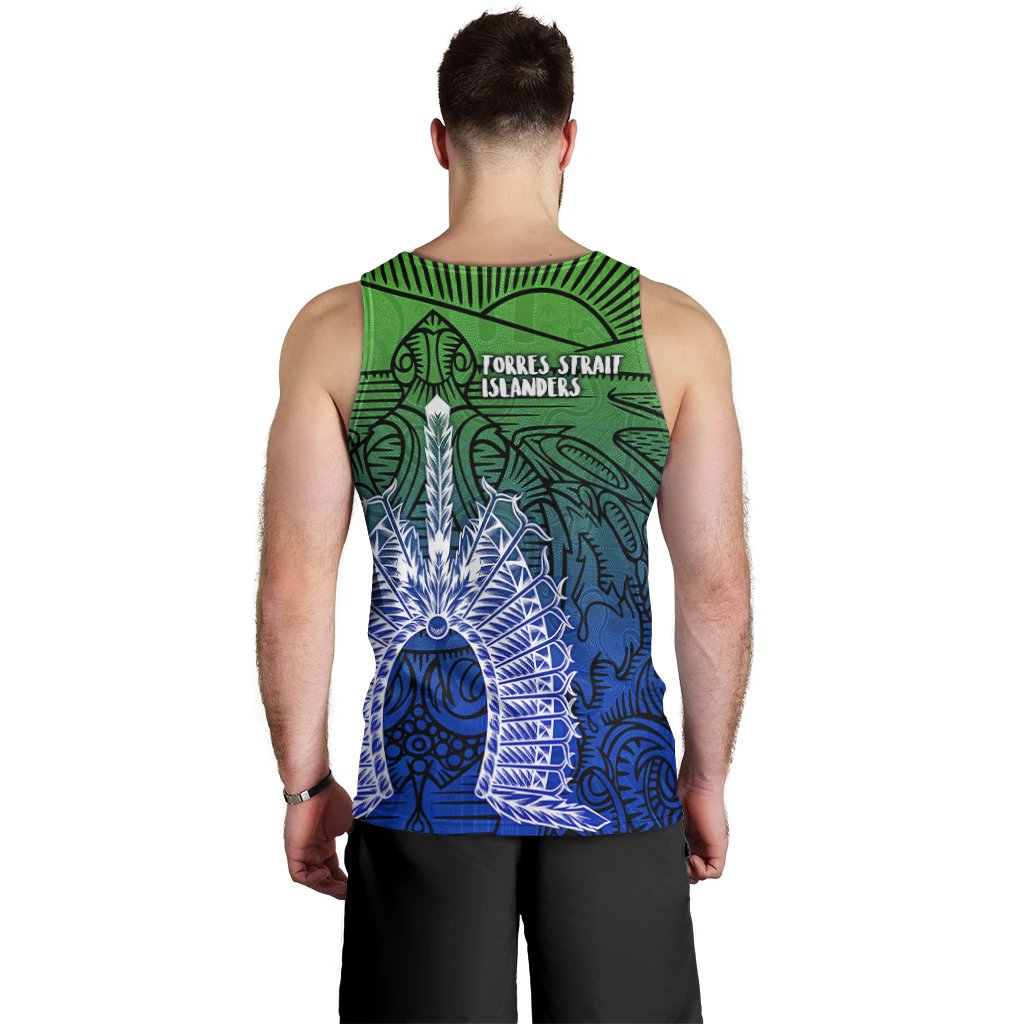 Torres Strait Islanders Men's Tank Top - Turtle and Dhari Mask - Vibe Hoodie Shop