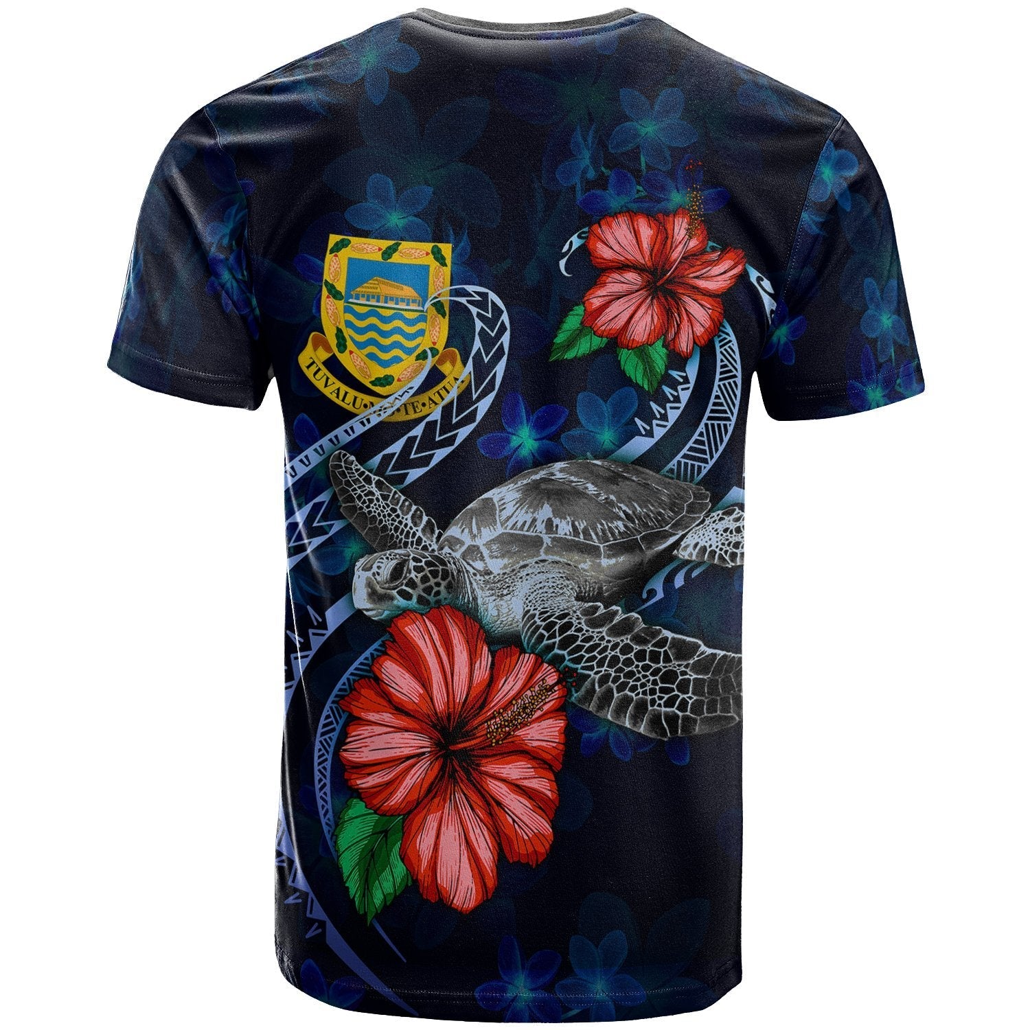 Tuvalu Polynesian T shirt - Blue Turtle Hibiscus - Vibe Hoodie Shop