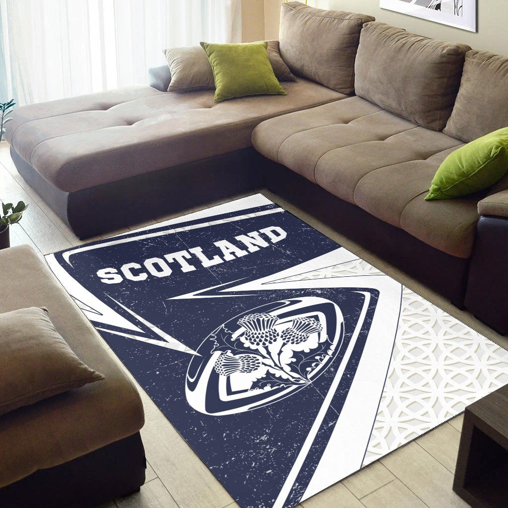 Scotland Rugby Area Rug - Celtic Scottish Rugby Ball Thistle Ver - Vibe Hoodie Shop