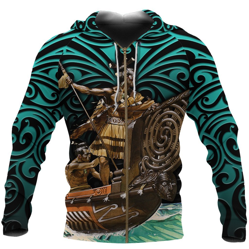 New Zealand Zip Up Hoodie, Maori Waka Taua Zipper Hoodie - Vibe Hoodie Shop