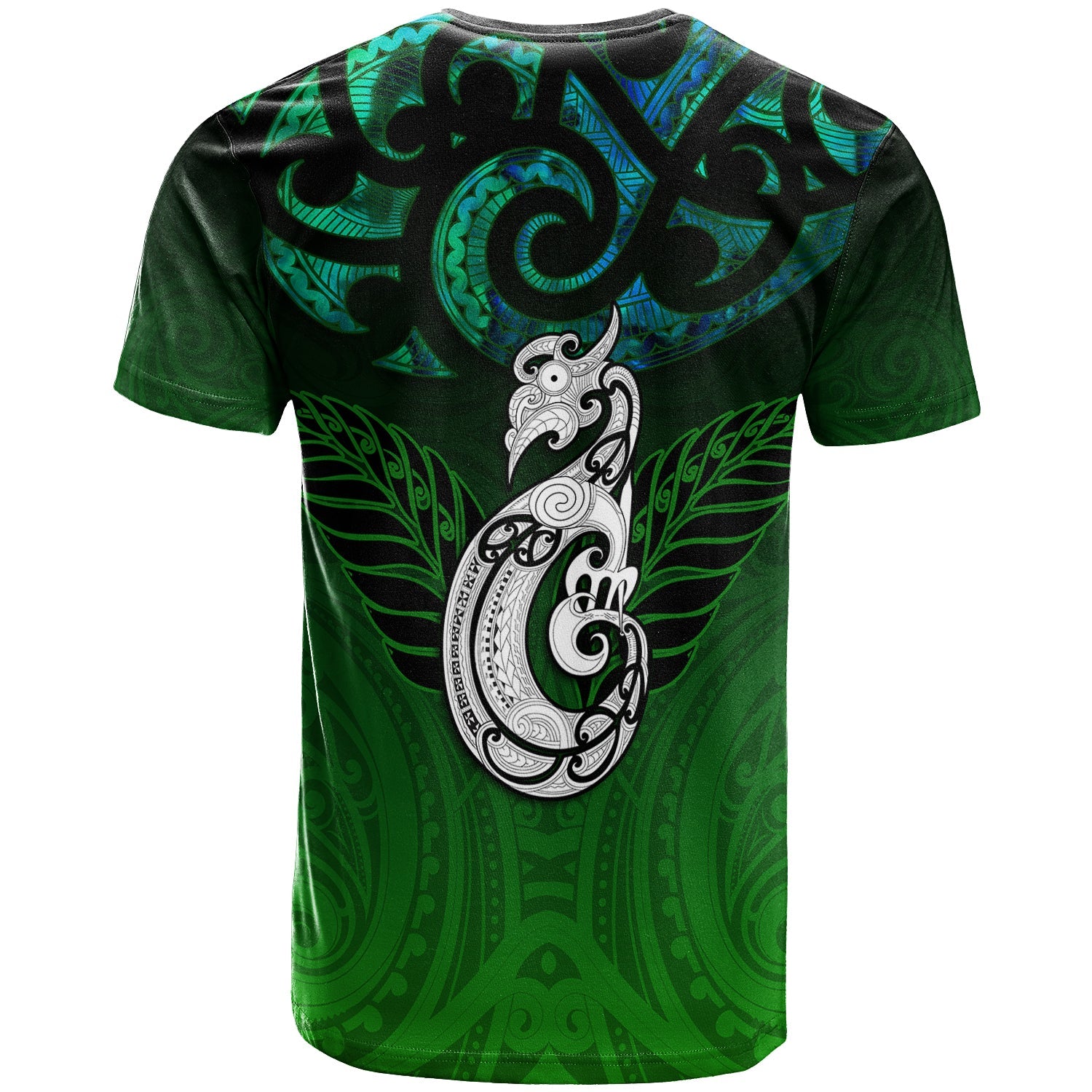 New Zealand Maori T shirt - Paua Shell Green - - Vibe Hoodie Shop