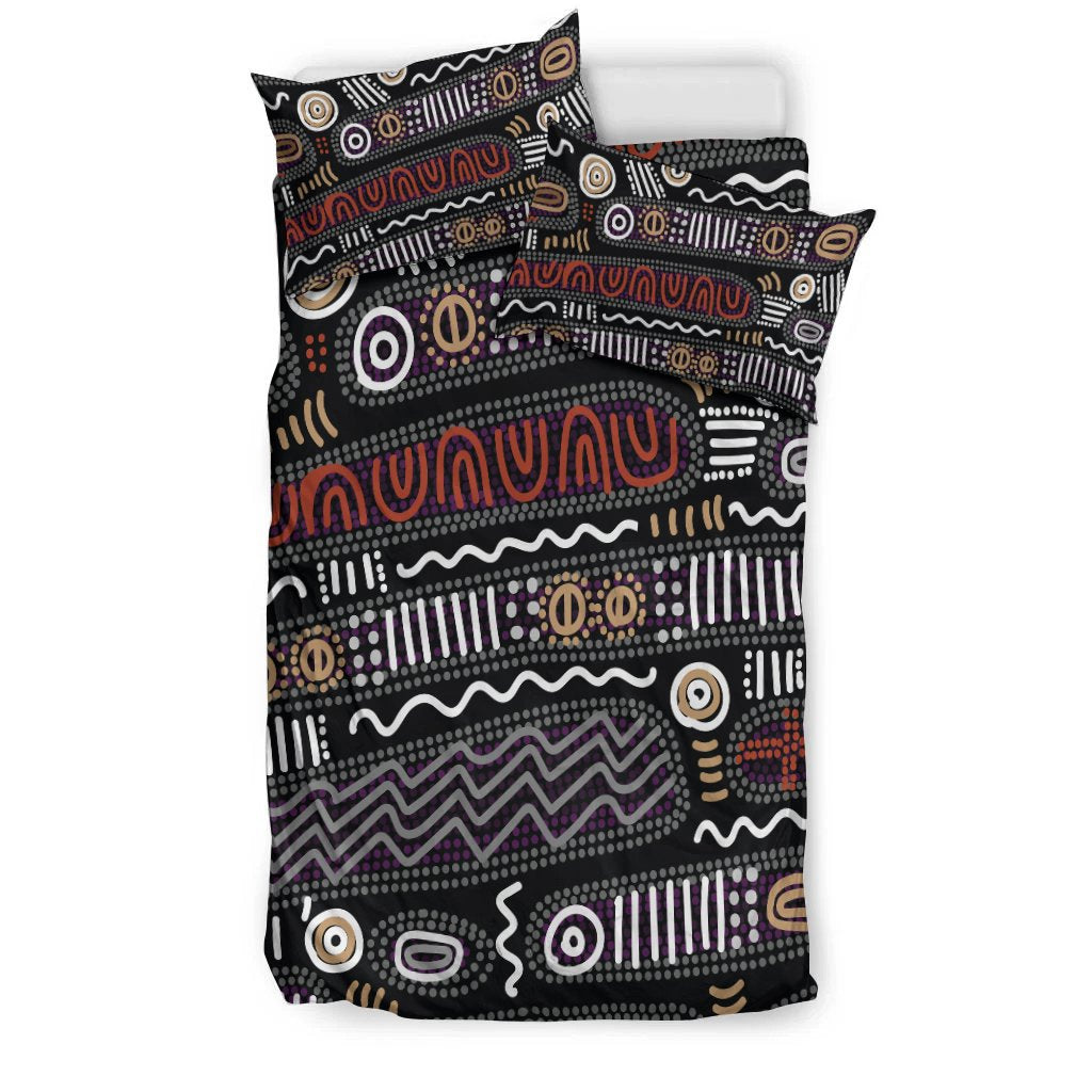 Aboriginal Bedding Set - Aboriginal Style Tribal Black Mythology - Vibe Hoodie Shop