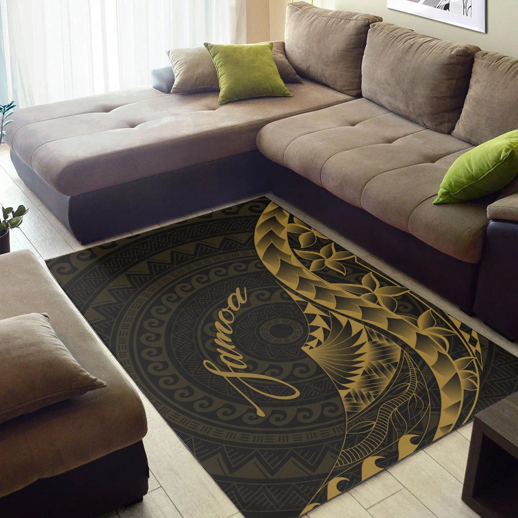 Samoa Area Rug - Polynesian Pattern Style Gold Color - Vibe Hoodie Shop