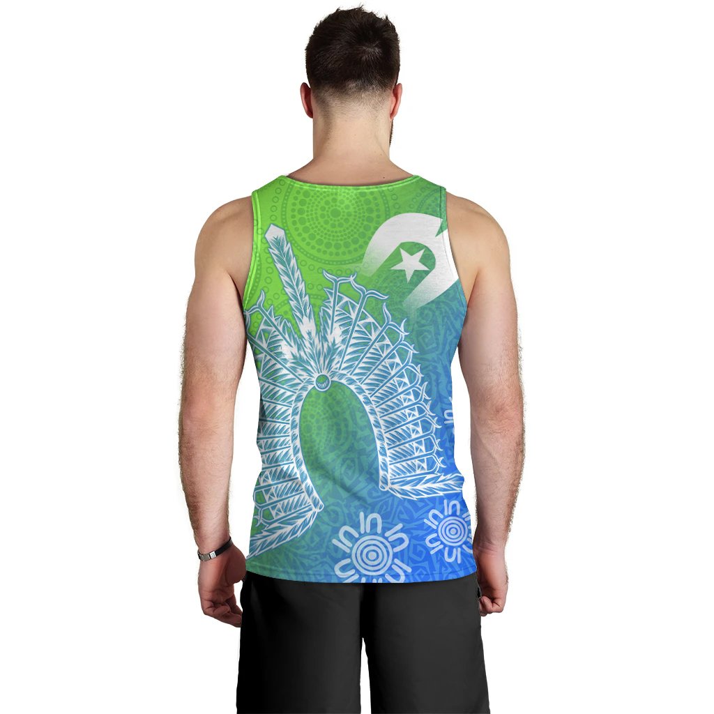 Torres Strait Islanders Men's Tank Top - Dhari Mask Ocean Style - Vibe Hoodie Shop