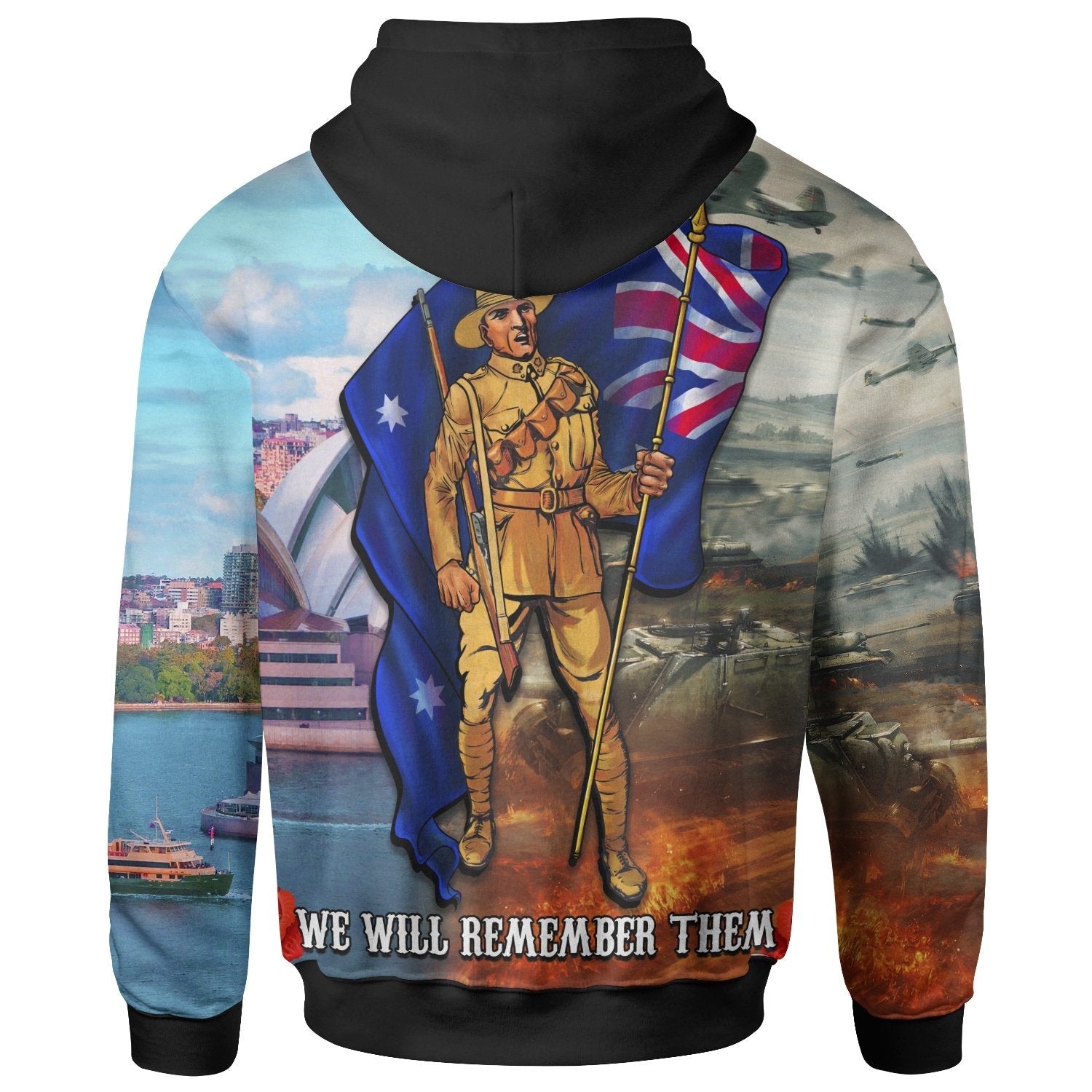 ANZAC Zip - Up Hoodie - Australian Soldier - Vibe Hoodie Shop