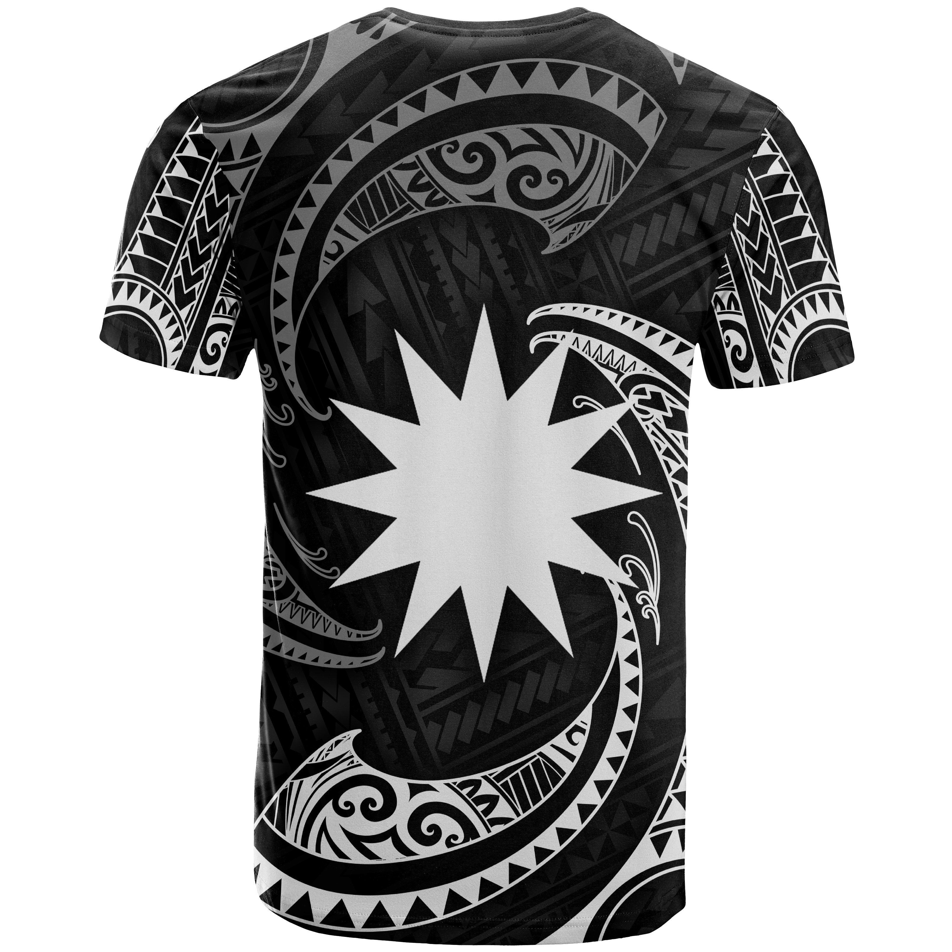 Nauru Polynesian Custom Personalised T shirt - White Tribal Wave - Vibe Hoodie Shop