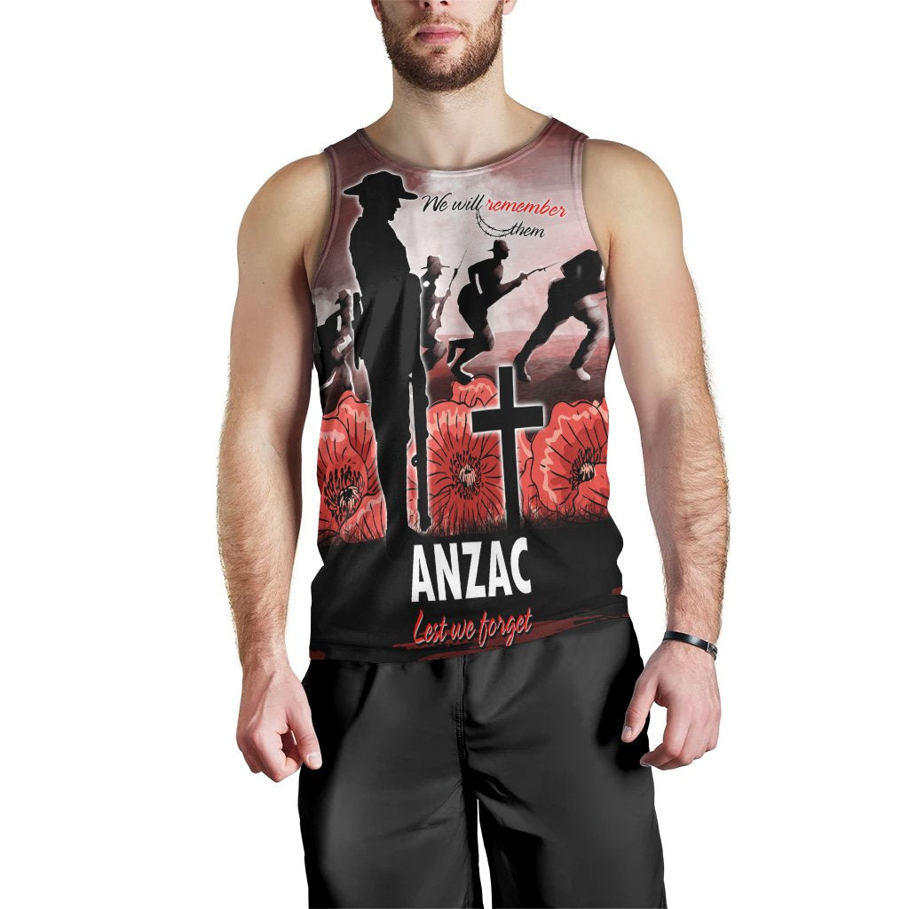 ANZAC Day Men's Tank Top - We Will Remember Them Special Version - Vibe Hoodie Shop