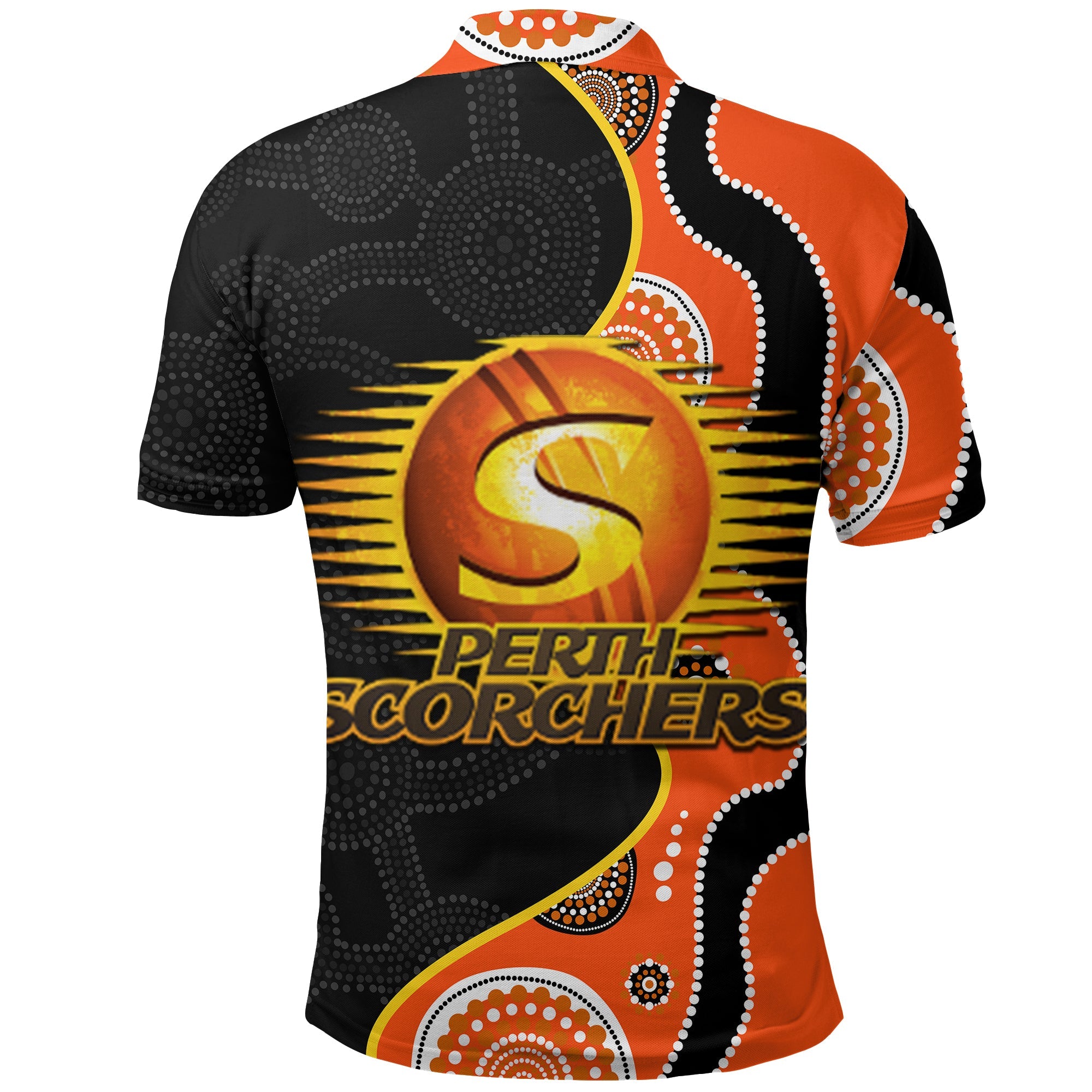 Perth Scorchers Indigenous Orange and Black Polo Shirt - LT20 - Vibe Hoodie Shop