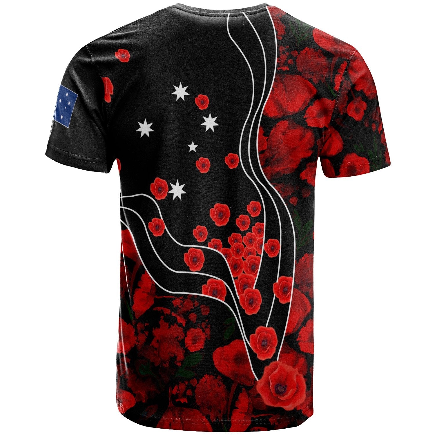 ANZAC Lest We Forget T shirt - Poppy Flowers - Vibe Hoodie Shop