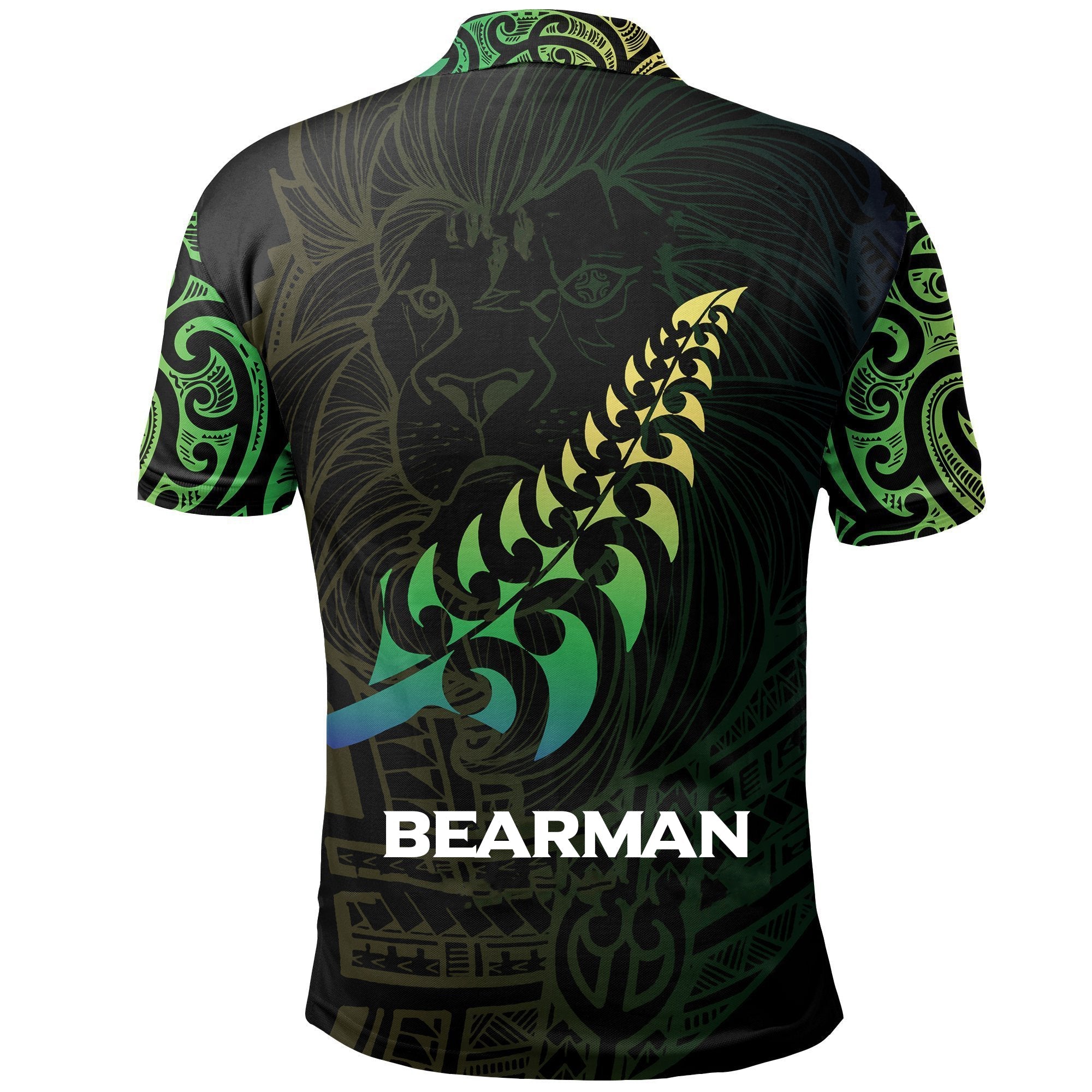 (Bearman) Lion Rugby Polo Shirt, New Zealand Maori Golf Shirts - Vibe Hoodie Shop