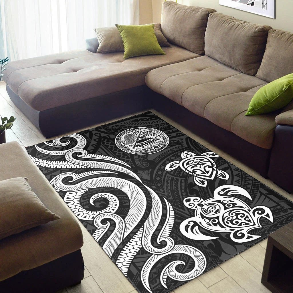 American Samoa Area Rug - White Tentacle Turtle - Vibe Hoodie Shop