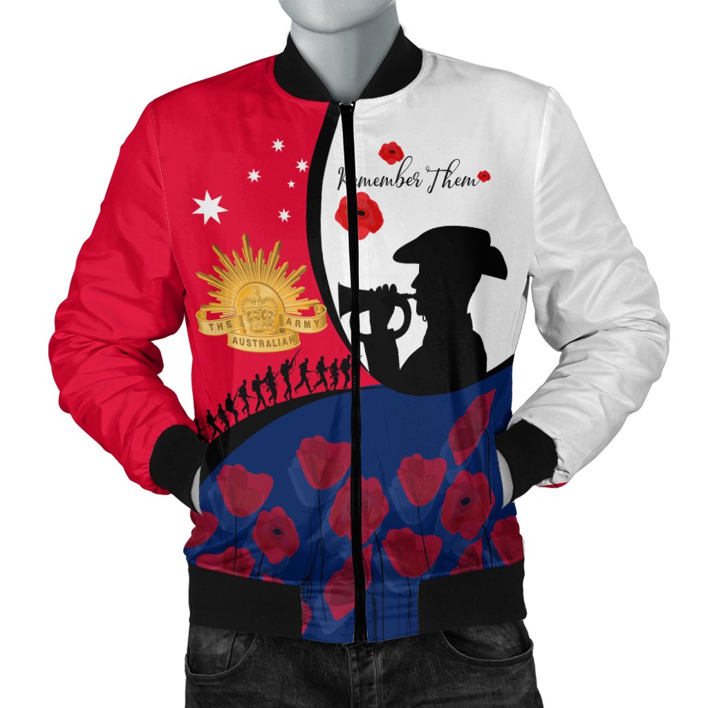 ANZAC Day Men's Bomber Jacket - We will remember Them - Vibe Hoodie Shop