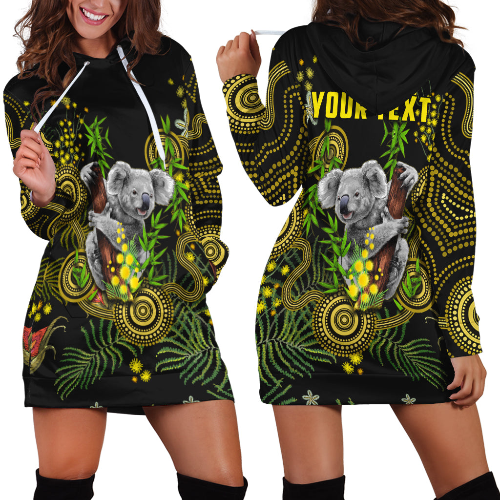 (Custom Personalised) Golden Wattle Hoodie Dress Australia Acacia Pycnantha Mix Aboriginal - Vibe Hoodie Shop