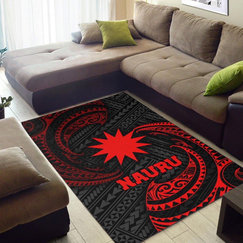 Nauru Polynesian Area Rug - Red Tribal Wave - Vibe Hoodie Shop