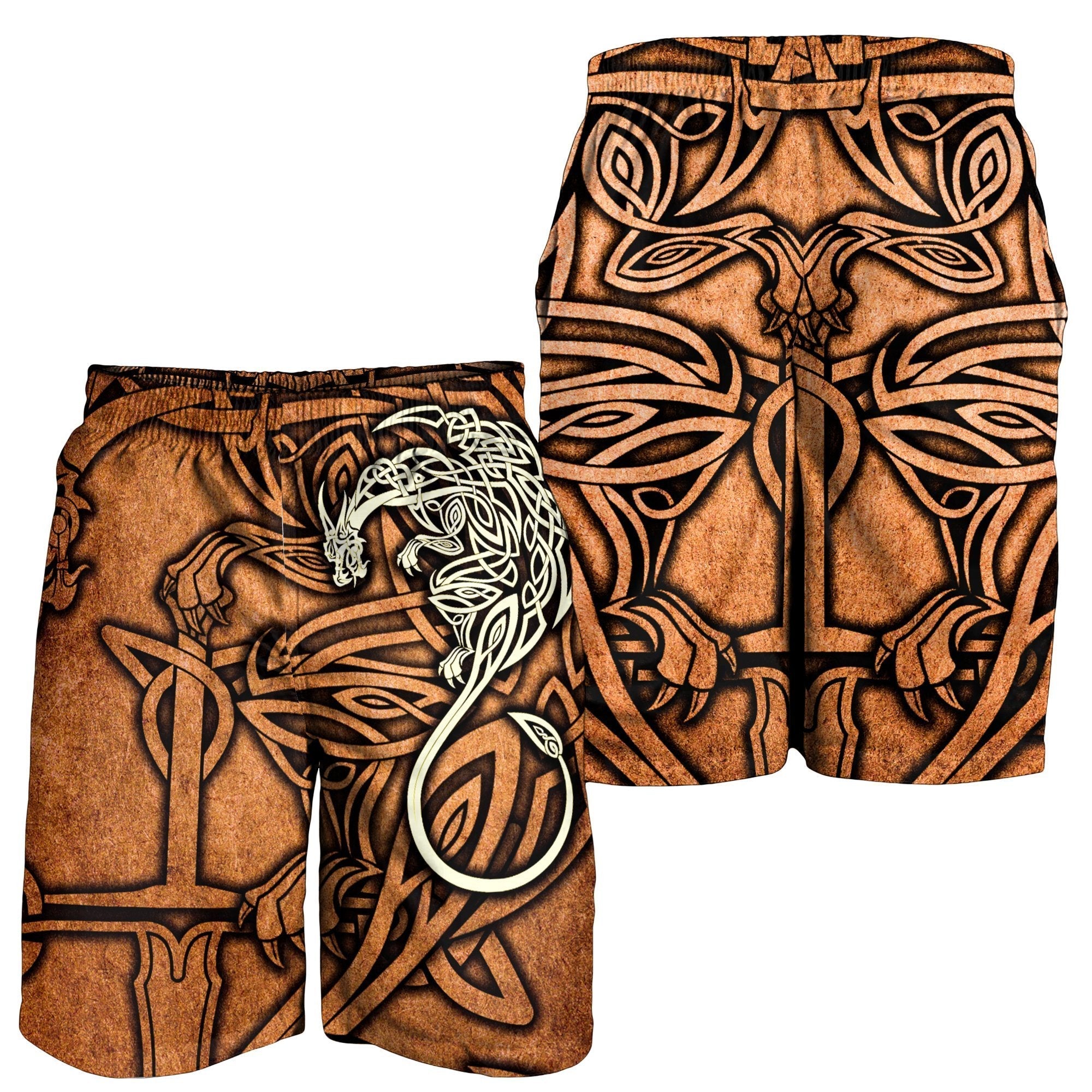 Celtic Dragon Men's Short - Celtic Dragon With Cross Vintage Style - Vibe Hoodie Shop