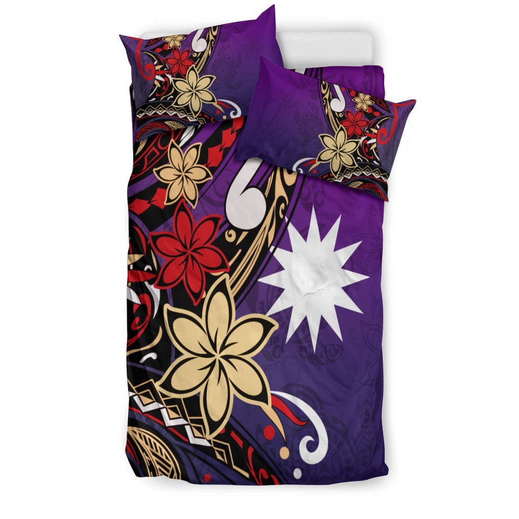 Nauru Bedding Set - Tribal Flower With Special Turtles Purple Color - Vibe Hoodie Shop