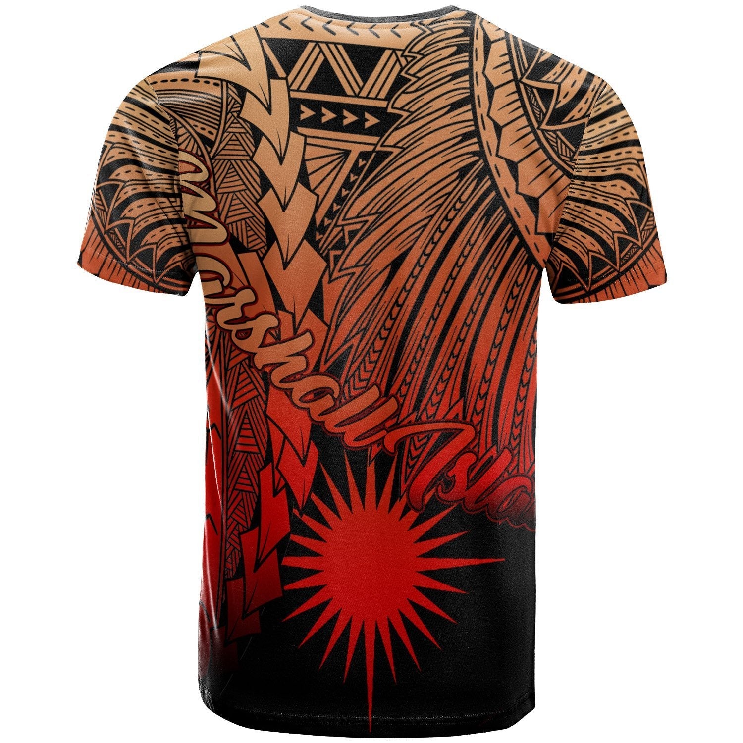Marshall Islands Polynesian T shirt - Tribal Wave Tattoo Red Ver 2 - Vibe Hoodie Shop