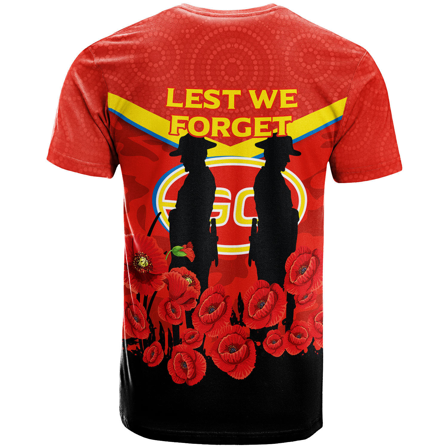 Gold Coast Suns ANZAC Day T shirt - Indigenous Art - - Vibe Hoodie Shop