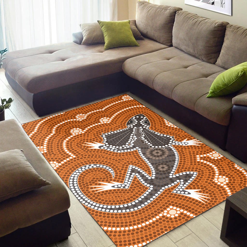 Aboriginal Area Rug - Dreamtime Lizard Aboriginal Style - Vibe Hoodie Shop